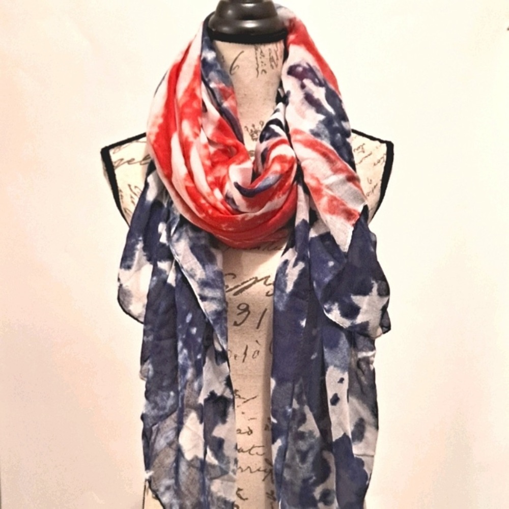 American flag stars stripes red white blue neck head lightweight scarf - Picture 2 of 11